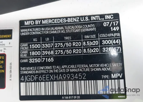 2017 Mercedes-Benz Gls450 4Matic z USA, uszkodzony, nr VIN 4JGDF6EEXHA993452
